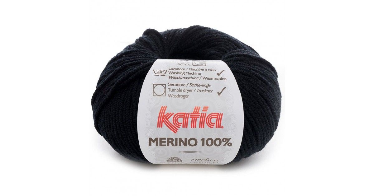 KATIA Merino 100% 02 zwart - Wol Garen • Breiwebshop.nl