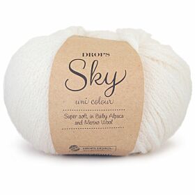 DROPS Sky Uni Colour 01 wit / white - Alpaca wol garen