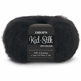 DROPS Kid-Silk Uni Colour - 02 zwart - Mohair Zijde Garen