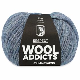 WoolAddicts Respect 21 kristalblauw / jeansblauw - Merino/Alpaca Garen