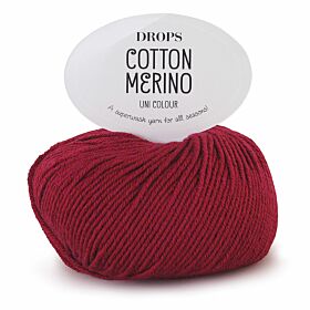 DROPS Cotton Merino Uni Colour - 07 wijnrood - Wol/Katoen Garen