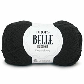 Drops Belle 08 zwart (Uni Colour) - Katoen Garen