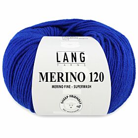 Lang Yarns Merino 120 - 106 koningsblauw / royaal / kobaltblauw - Merinowol Garen