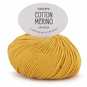 DROPS Cotton Merino Uni Colour - 15 mosterdgeel - Wol/Katoen Garen
