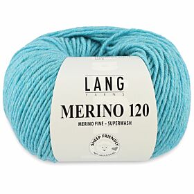 Lang Yarns Merino 120 - 372 aquablauw mix / waterblauw - Merinowol Garen