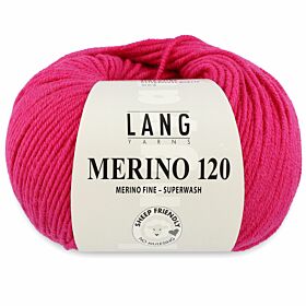 Lang Yarns Merino 120 - 465 fuchsia - Merinowol Garen