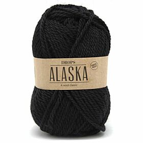 Drops Alaska 06 zwart / black (Uni Colour) - Puur wolgaren