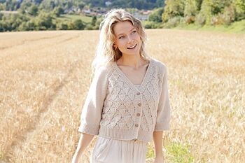 Patroon Gebreide Vest "Sand Diamond Cardigan" met kantpatroon - Drops Design 1